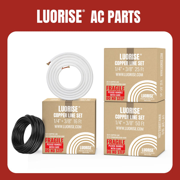 LUORISE Mini Split Copper Line Set with Connection Cable, 1/4" & 3/8" O.D.
